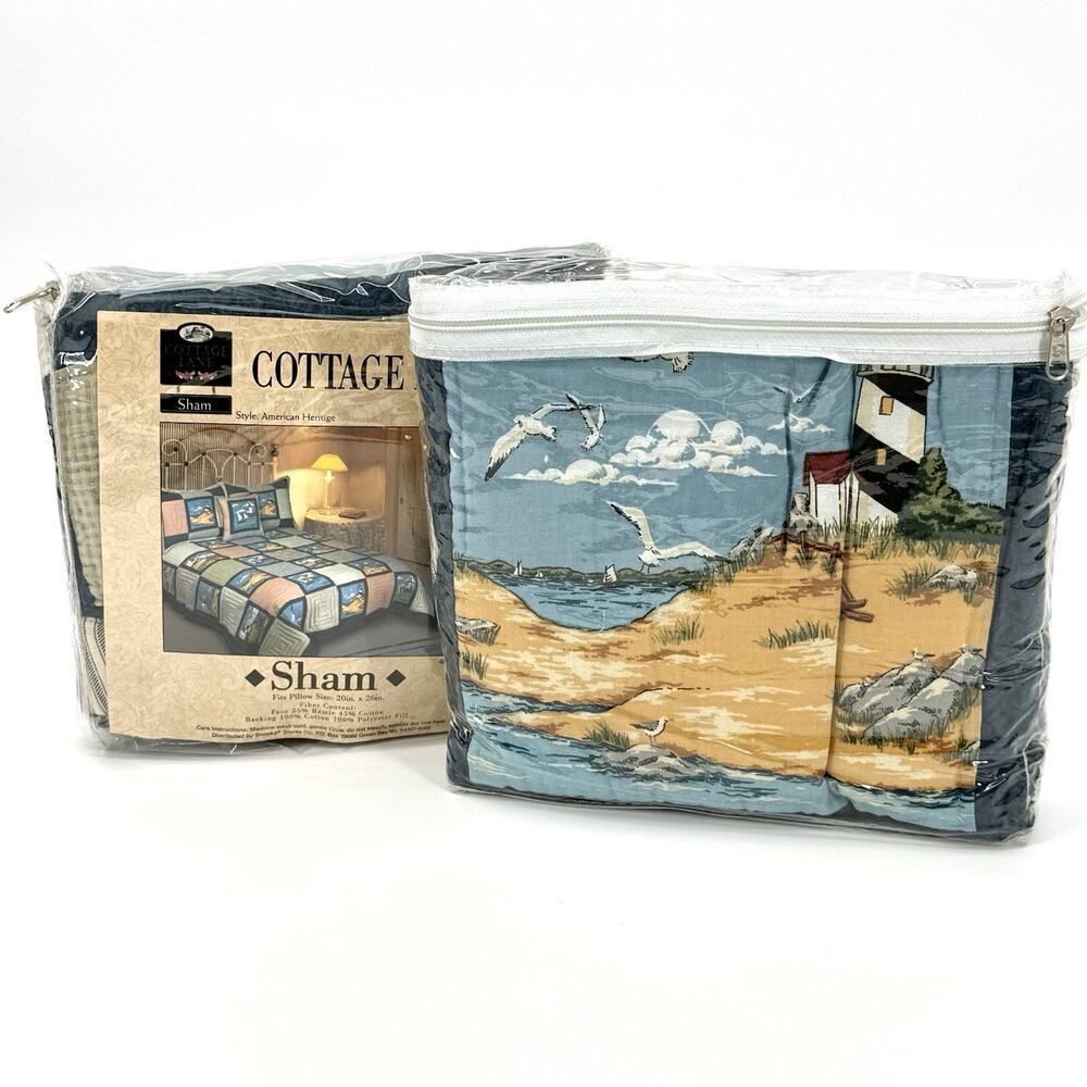 2 Cottage Lane Vintage Pillow Shams 20x26 in. Nautical American Heritage Coastal